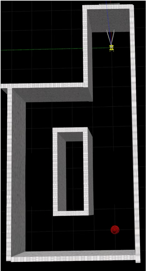 Overhead view of simple maze environment